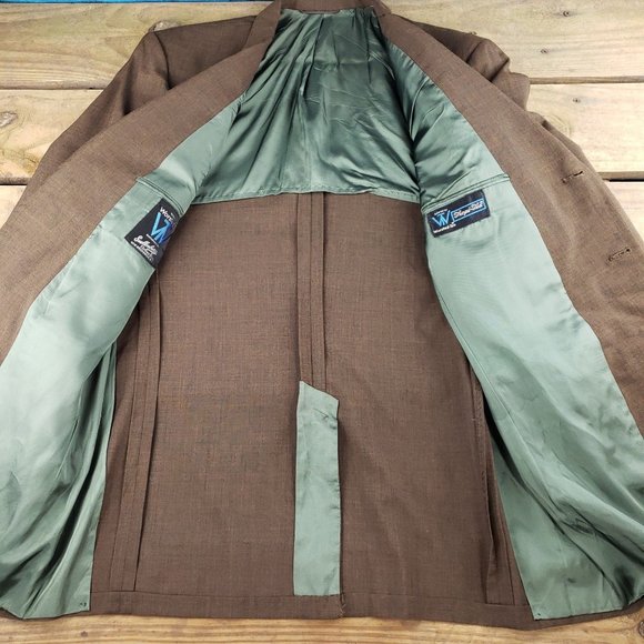 Vintage Worsted Tex Snellingburg Brown Sports Coat Mens Slim Medium 40s 50s 60s - Picture 6 of 9